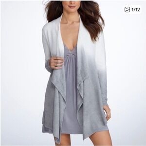 Barefoot Dreams CozyChic Lite Calypso Wrap Cardigan Ombre White Gray. Size L/XL